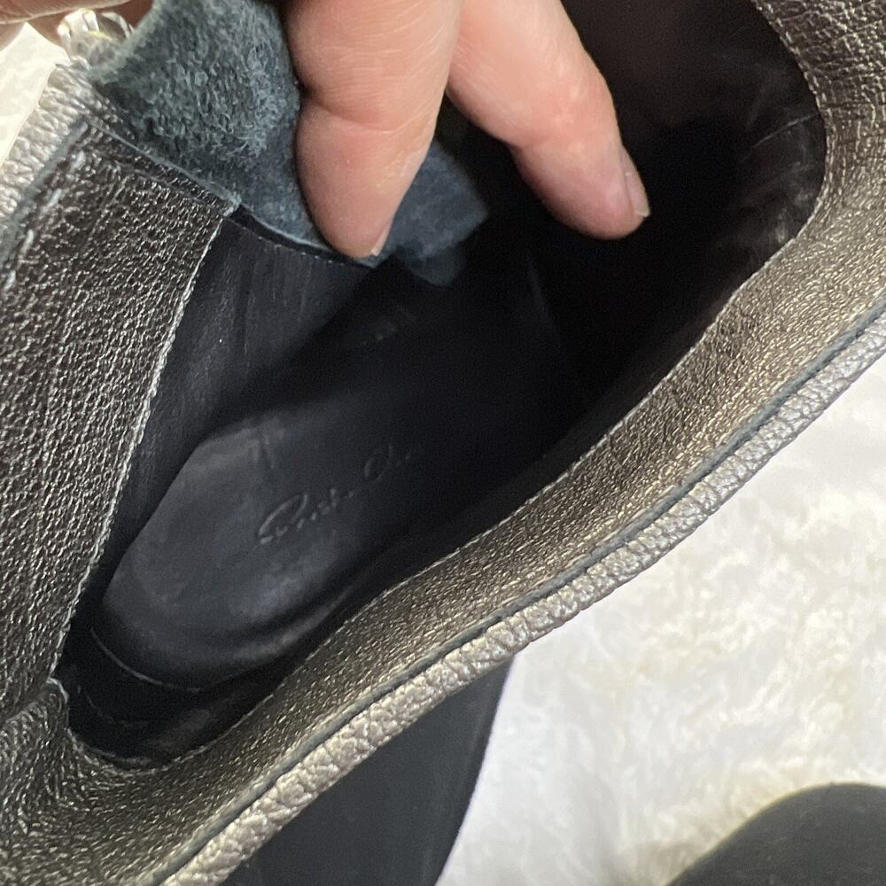 RICK OWENS-Leather Metallic Bootie/Heel’s-Size 37-Made In Italy - Picture 10 of 12